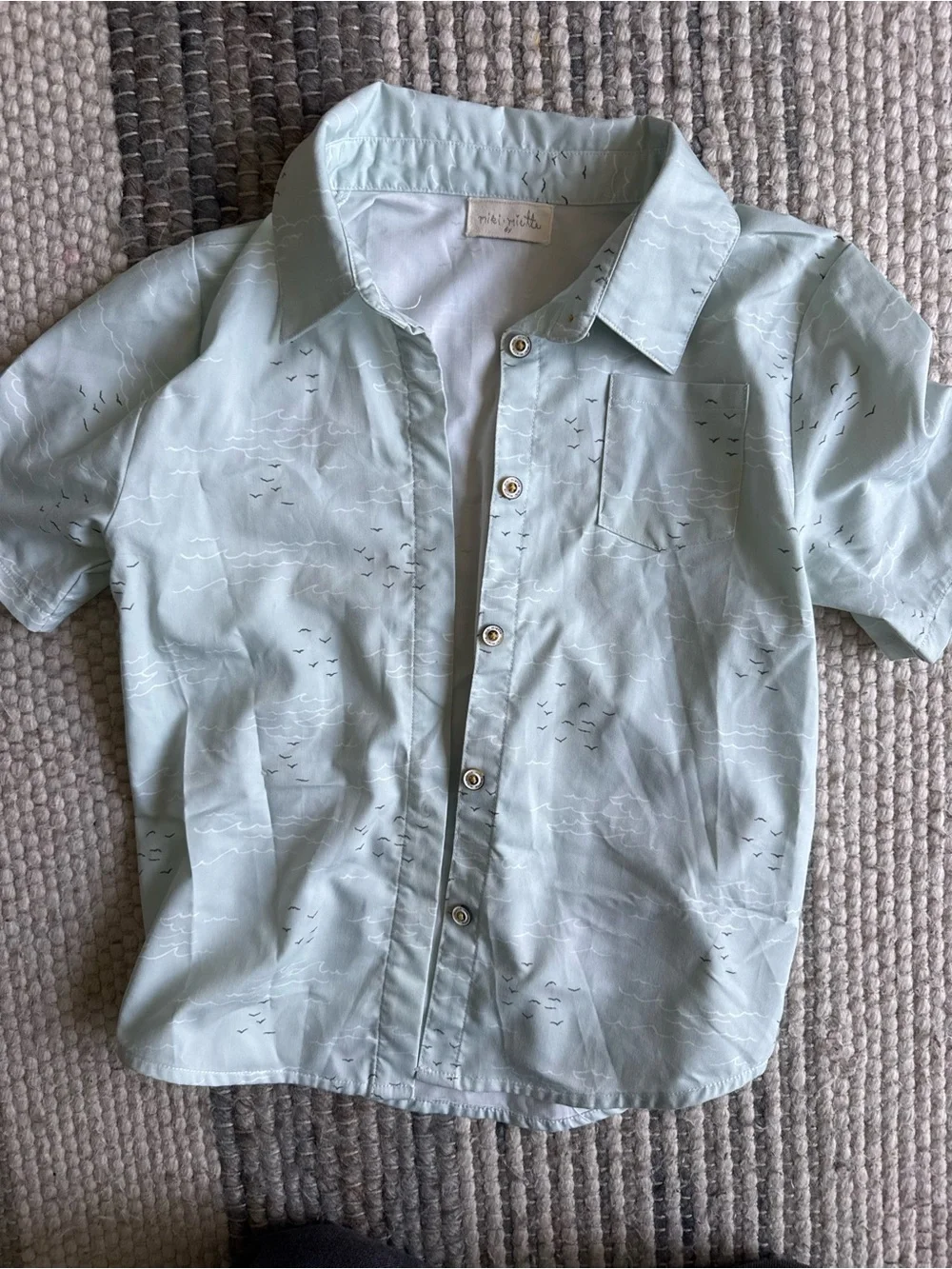 petit bateau Boys' Light Blue Short-Sleeve Button Shirt